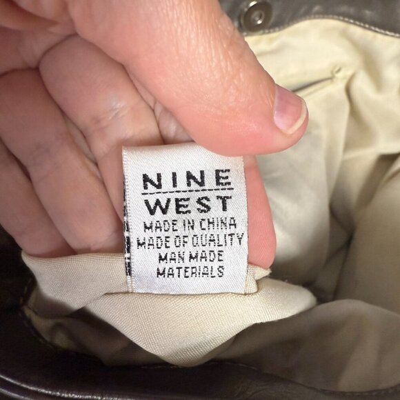 Nine West Y2K Ruffle Gun Metal Silver Satchel Tote Shoulder Bag - Picture 9 of 9